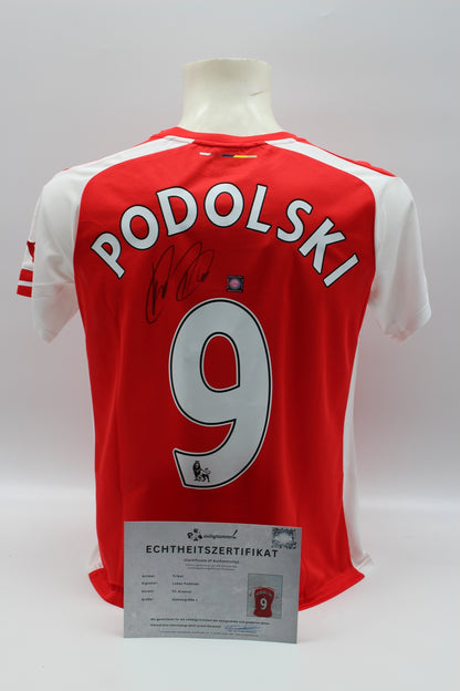 FC Arsenal 2014/2015 Trikot Lukas Podolski signiert Puma COA  Autogramm Damengröße L