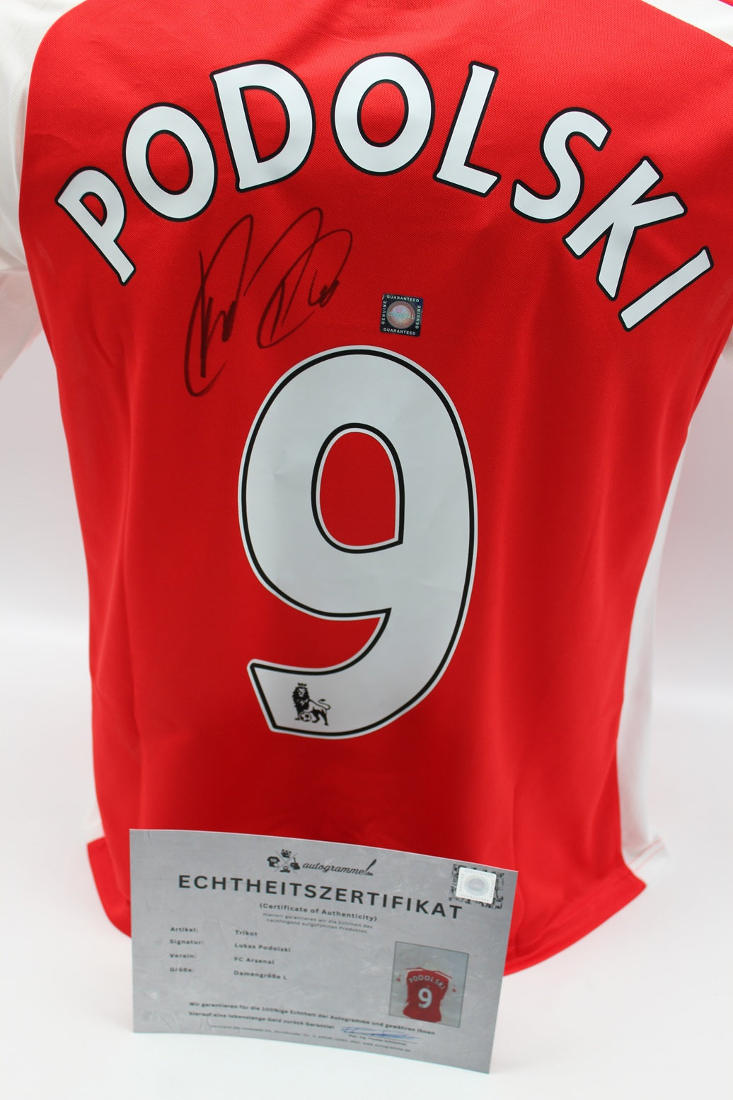 FC Arsenal 2014/2015 Trikot Lukas Podolski signiert Puma COA  Autogramm Damengröße L