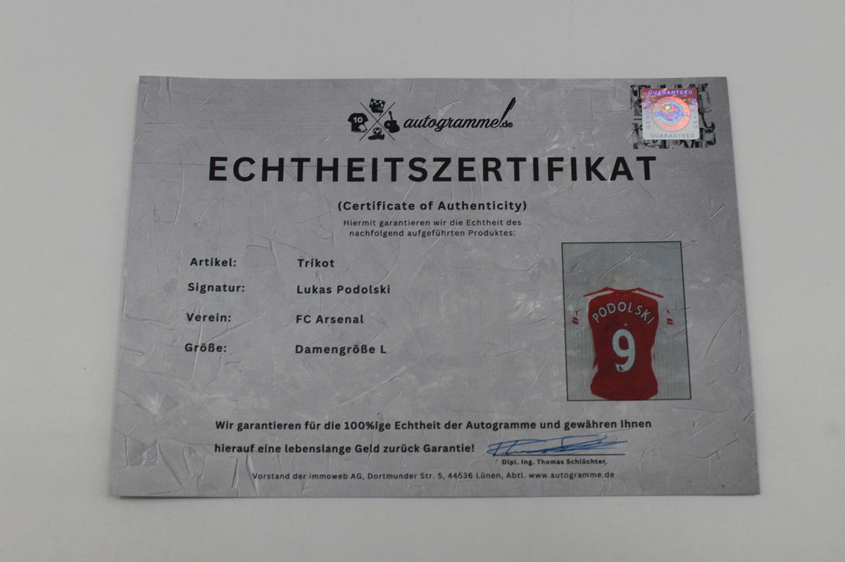 FC Arsenal 2014/2015 Trikot Lukas Podolski signiert Puma COA  Autogramm Damengröße L