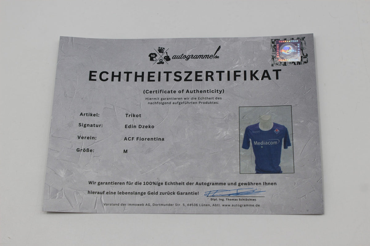 ACF Fiorentina Trikot Edin Dzeko signiert Autogramme Kappa COA M
