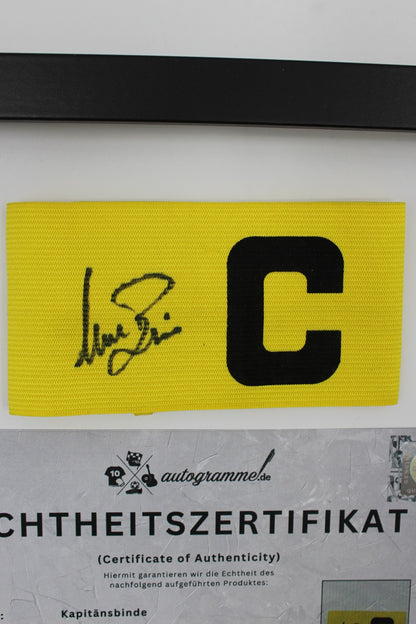 Kapitänsbinde Eintracht Frankfurt Uwe Bein signiert im Rahmen Autogramm COA