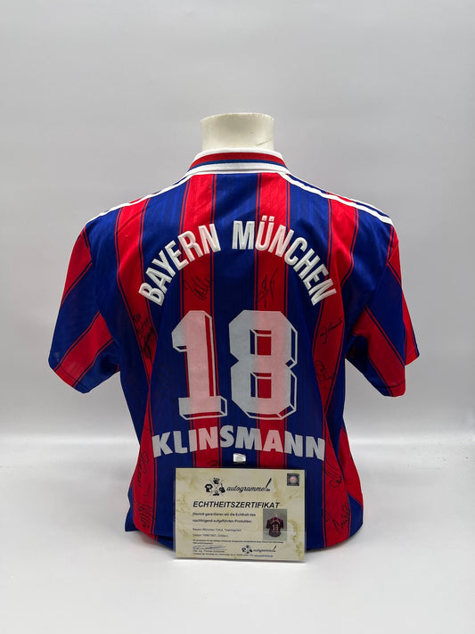 Bayern Munich Jersey 1996/1997 Team Signed Matchworn Klinsmann COA Adidas L