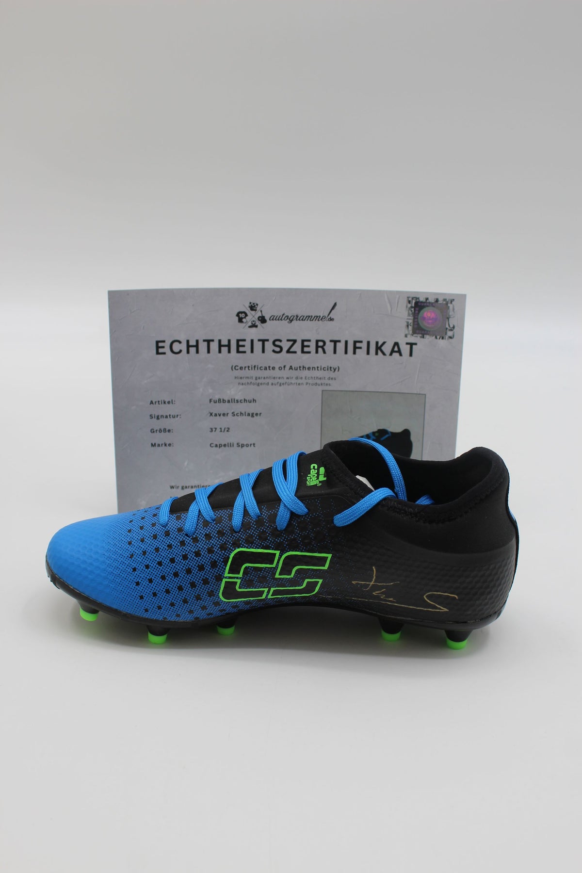 Fußballschuh Xaver Schlager signiert Autogramm Nottingham Forrest Capelli Sport 37 1/2