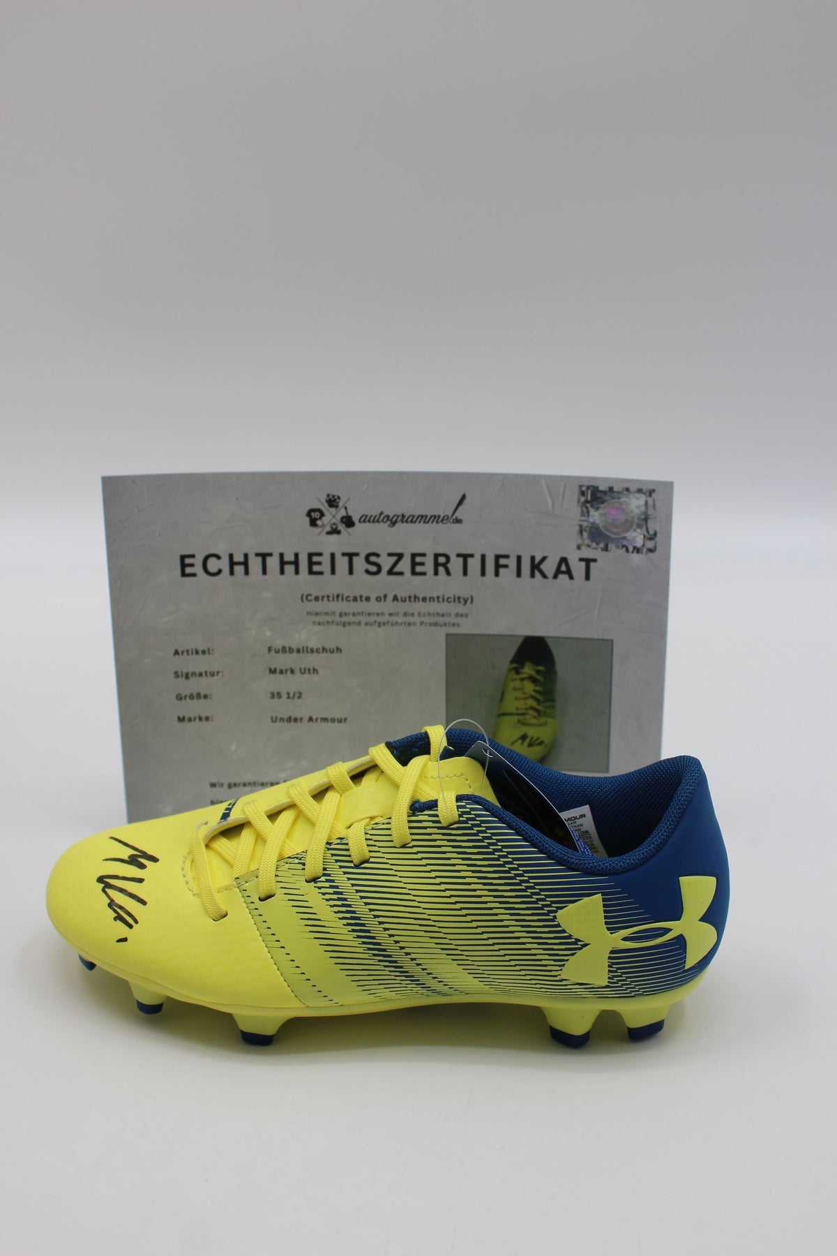 Fußballschuh Mark Uth signiert Autogramm 1. FC Köln Under Armour 35 1/2