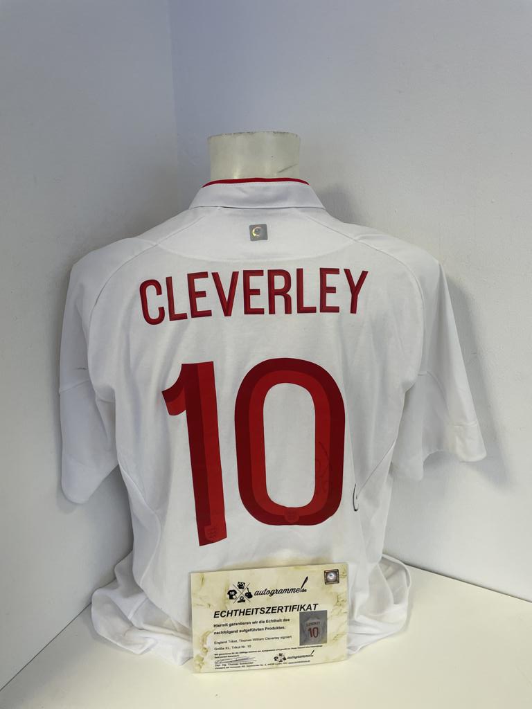 England Trikot Cleverley signiert Fußball Autogramm Football Umbro COA XL