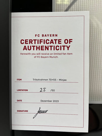 Bayern München Trikot Kim Minjae signiert im Rahmen COA Neu Adidas