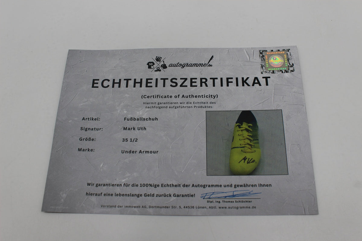 Fußballschuh Mark Uth signiert Autogramm 1. FC Köln Under Armour 35 1/2