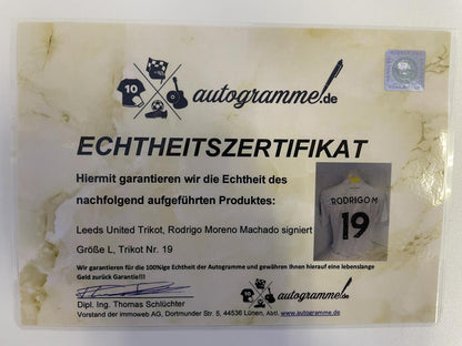 Leeds United Trikot Rodrigo Moreno Machado signed autograph soccer england adidas l