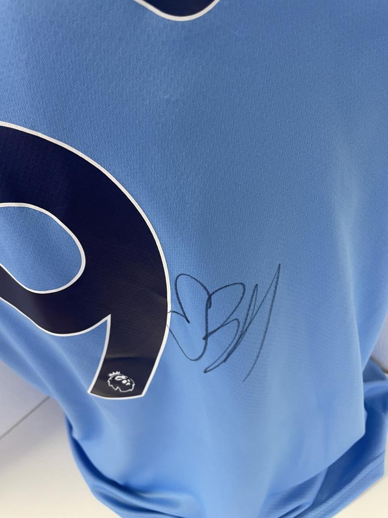 Manchester City Trikot Erling Haaland signiert Autogramm Fußball England Puma L