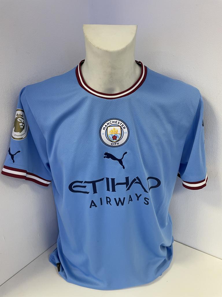 Manchester City Trikot Erling Haaland signiert Autogramm Fußball England Puma L