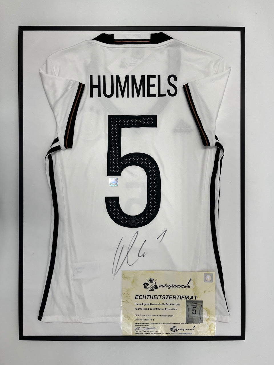 DFB women's jersey Mats Hummels signed in frame COA Adidas football S