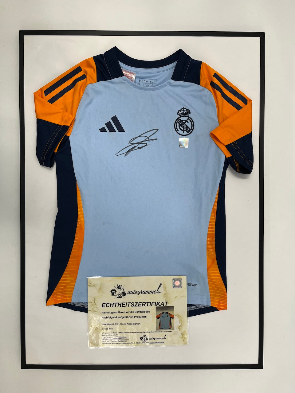 Real Madrid Shirt David Alaba signed in frame COA Adidas Football 140