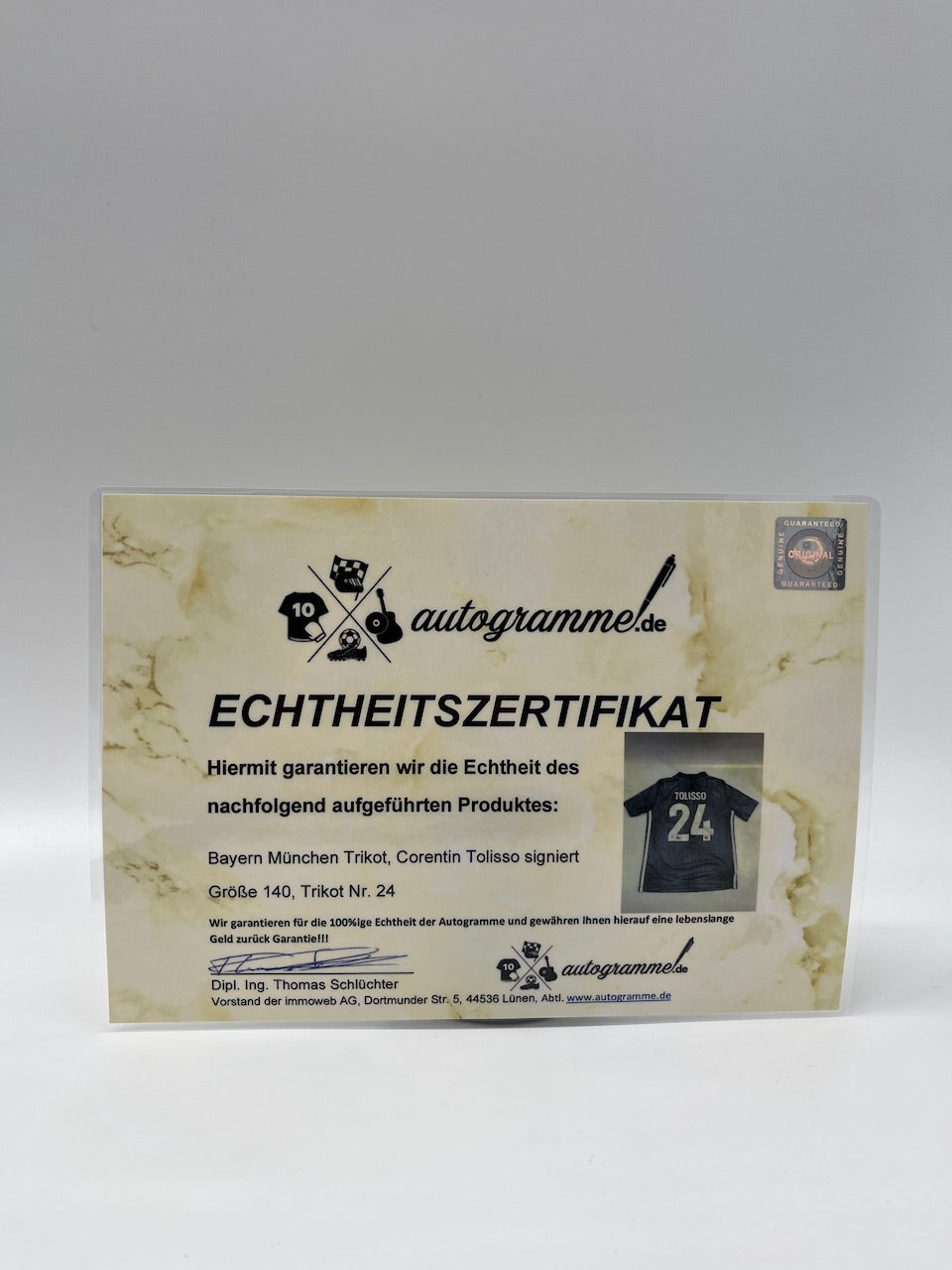 Bayern Munich Trikot Corentin Tolisso signed Coa Adidas Football 140 as part of COA Adidas