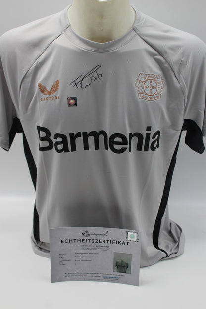 Bayer Leverkusen 24/25 Trainingsshirt Florian Wirtz signiert Castore L