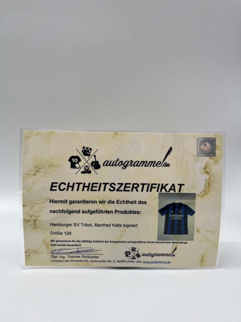 HSV jersey Manfred Kaltz signed in frame COA Adidas football 128