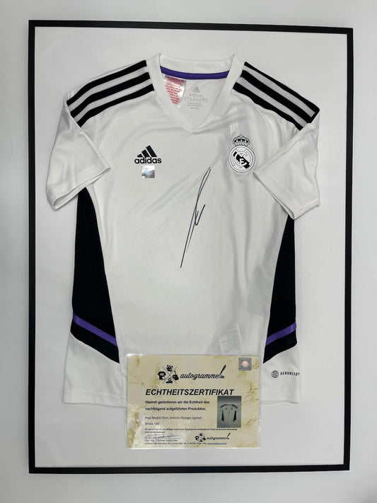 Real Madrid Shirt Antonio Rüdiger signiert im Rahmen COA Adidas Fußball 140