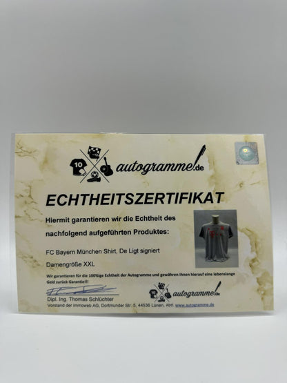 Bayern München Trainingsshirt Matthijs de Ligt signiert COA Adidas Damengröße XXL