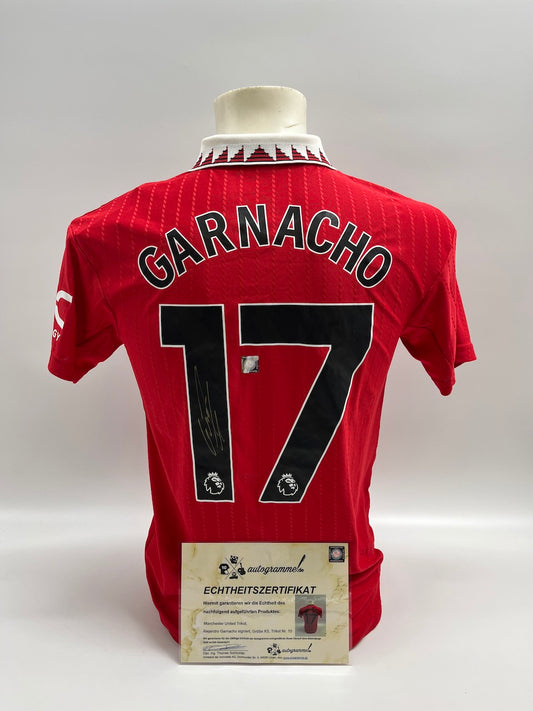 Manchester United Trikot Alejandro Garnacho signiert Autogramm Adidas COA XS