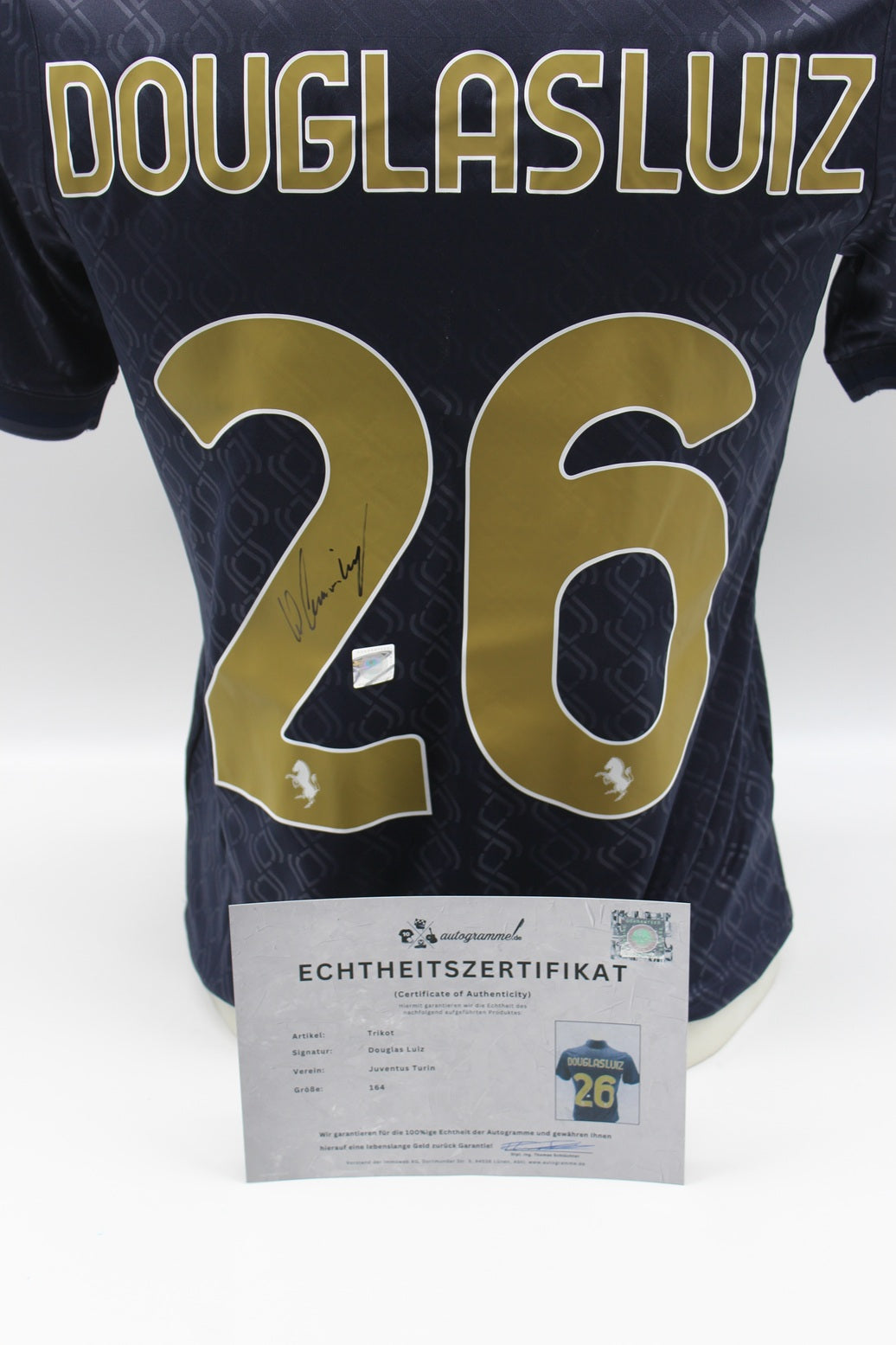 Juventus Turin Trikot 24/25 Douglas Luiz signiert Autogramm Adidas neu 164