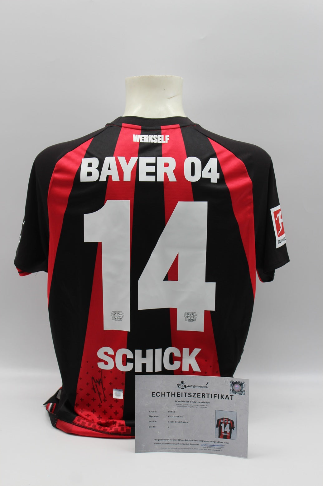 Bayer Leverkusen 26/27 Trikot Patrik Schick signiert New Balance COA Autogramm L