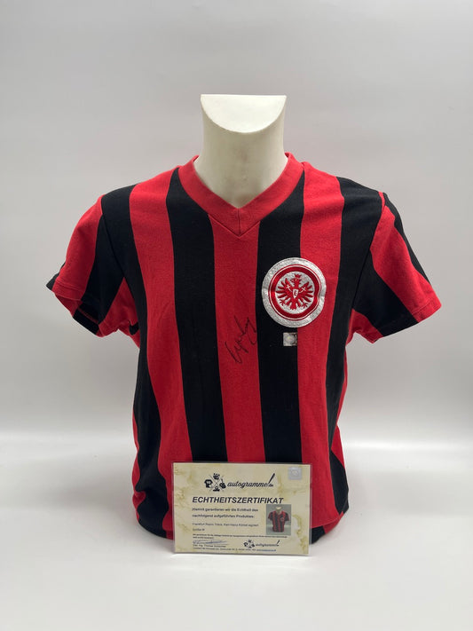 Eintracht Frankfurt Repro Trikot Karl-Heinz Körbel signiert Autogramm COA M