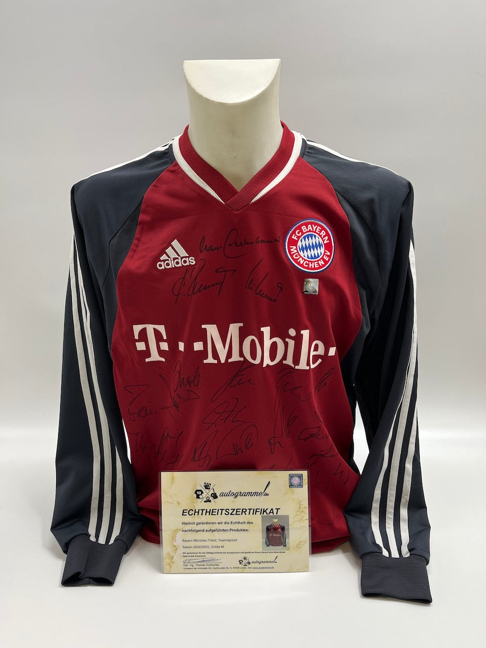 Bayern Munich Jersey 2003/2004 Team Signed Beckenbauer COA Adidas M