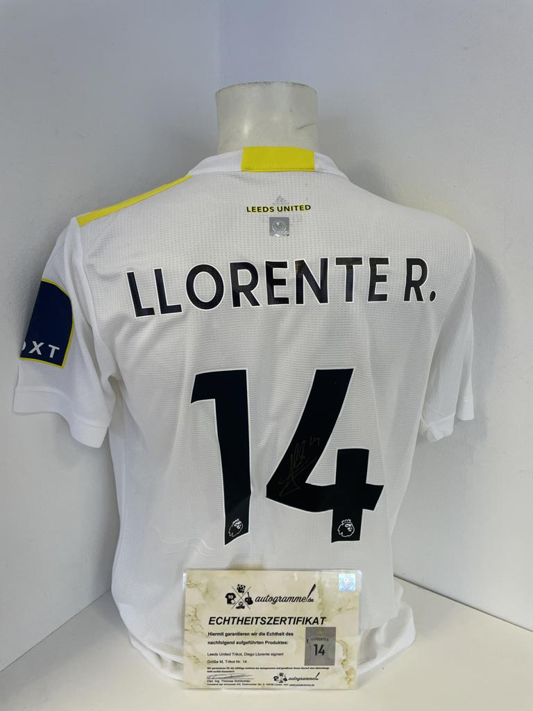 Leeds United Trikot Diego Llorente signiert Autogramm Fußball England Adidas M