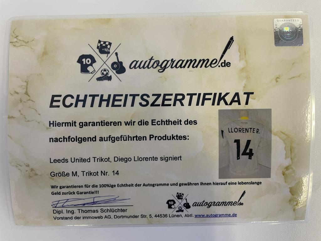 Leeds United Trikot Diego Llorente signiert Autogramm Fußball England Adidas M
