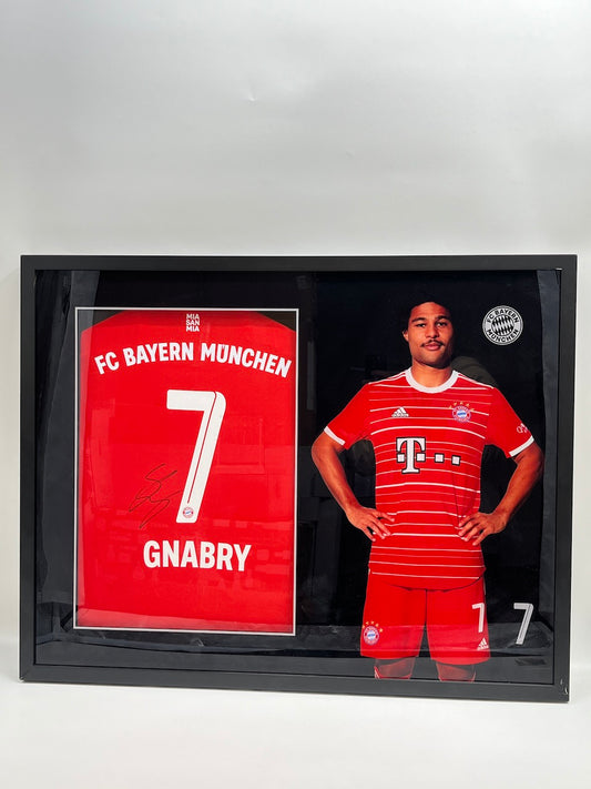 Bayern Munich jersey Serge Gnabry signed in frame COA Adidas