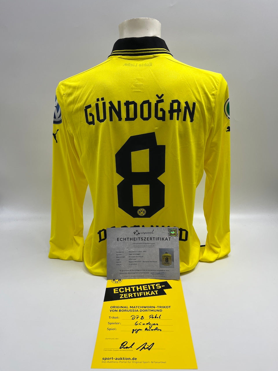 Matchworn Dortmund Trikot getragen von Ilkay Gündogan 27.02.2013 FCB-BVB
