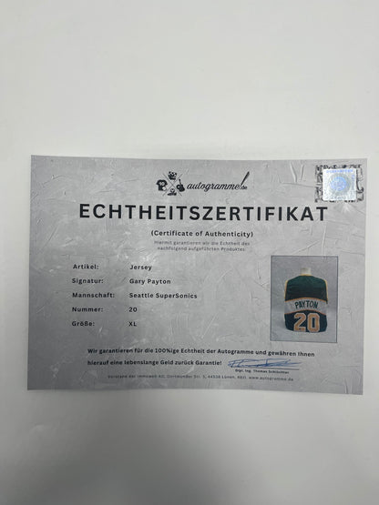 Seattle SuperSonics Jersey Gary Payton signiert NBA Basketball COA XL