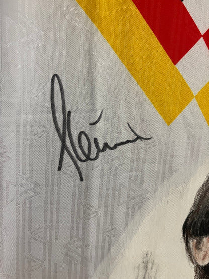 DFB Trikot Portrait Paul Steiner Weltmeister 1990 handgemalt und signiert Adidas M