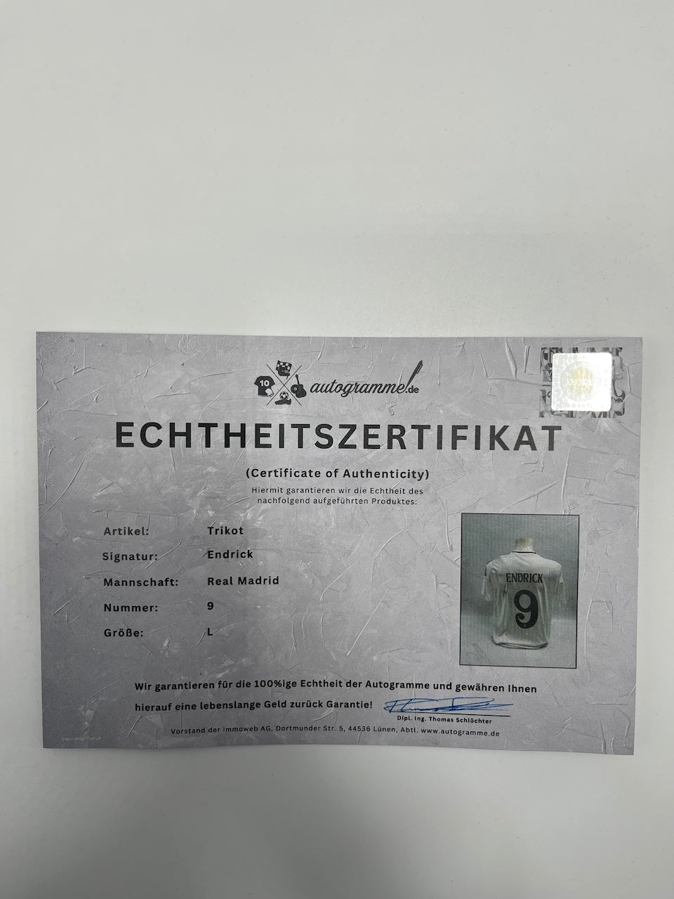 Real Madrid Trikot Endrick signiert Autogramm Adidas COA L