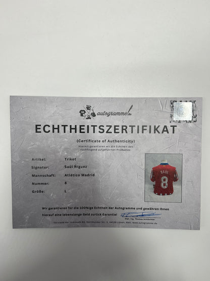 Atletico Madrid Trikot Saul Niguez signiert Autogramm Nike COA L