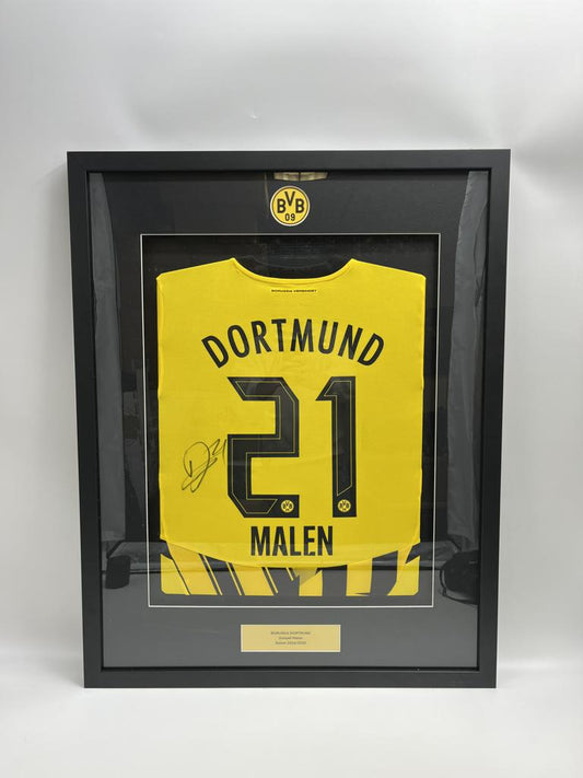 Borussia Dortmund Trikot Donyell Malen signiert im Rahmen Puma BVB