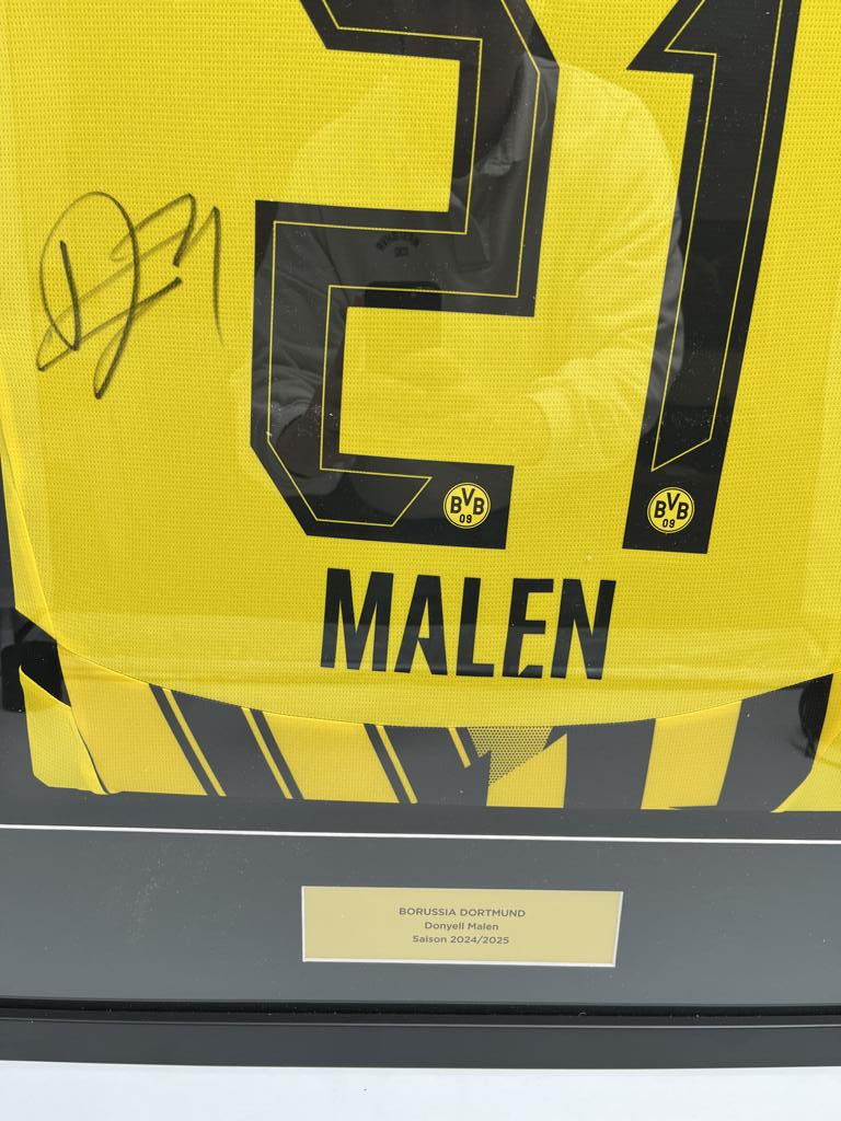 Borussia Dortmund Trikot Donyell Malen signiert im Rahmen Puma BVB neu