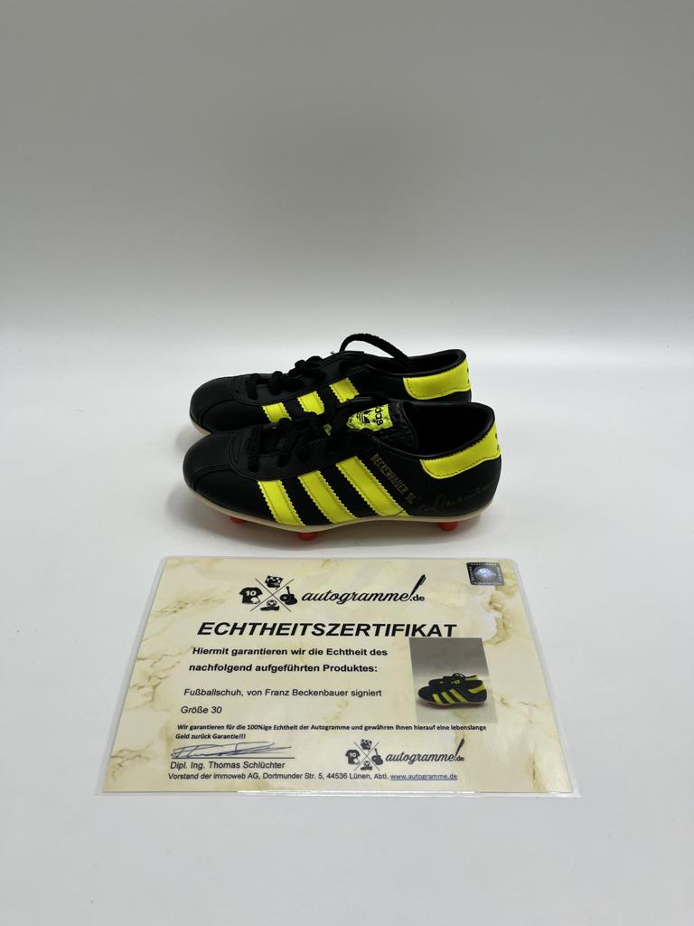 Fußballschuh Franz Beckenbauer signiert Fußball Autogramm Schuh Neu