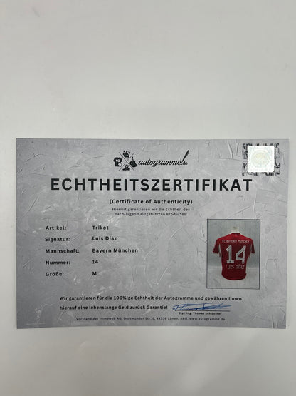 Bayern München Authentic-Trikot Luis Diaz signiert Autogramm Adidas COA M
