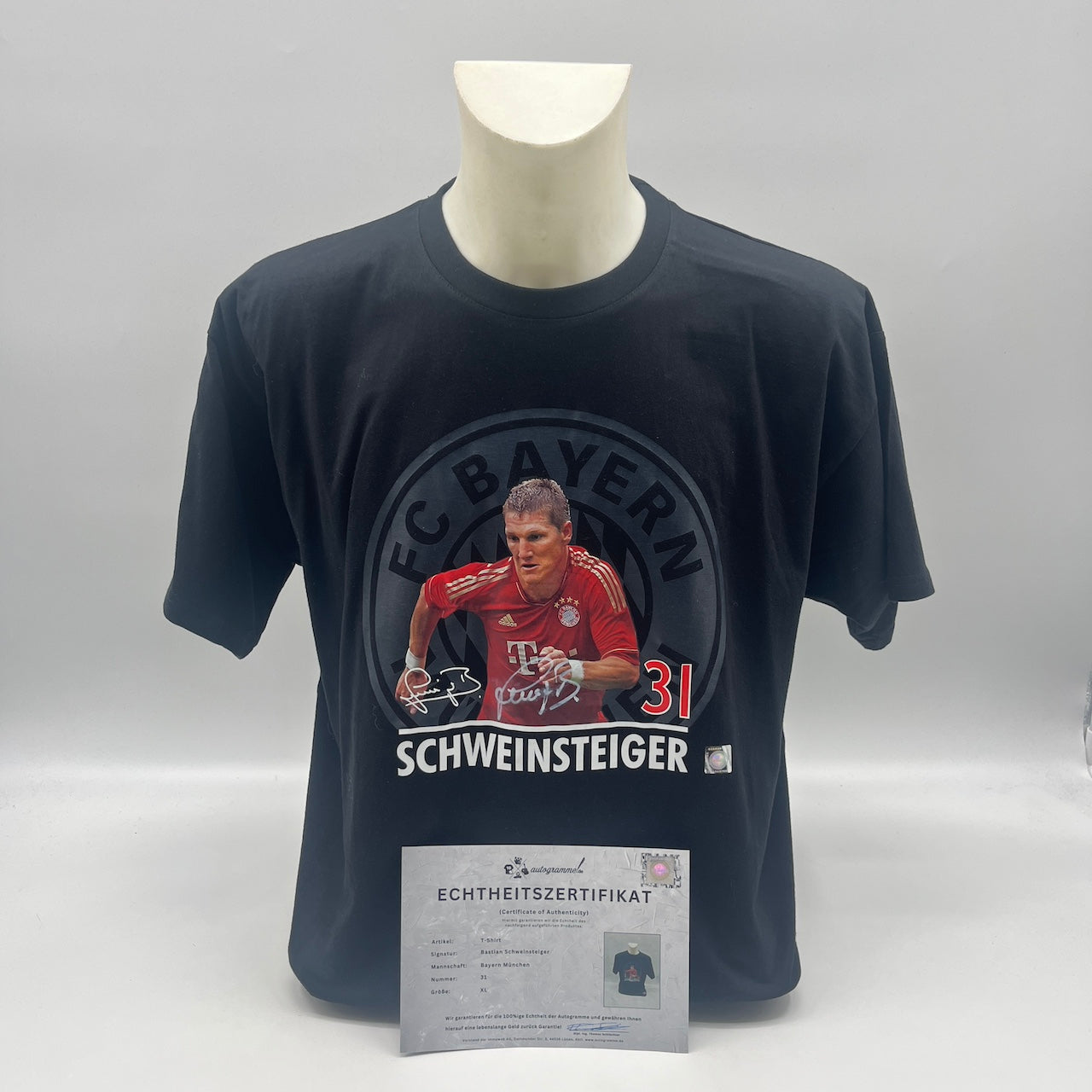 Bayern München T-Shirt Bastian Schweinsteiger signiert Autogramme FCB neu XL