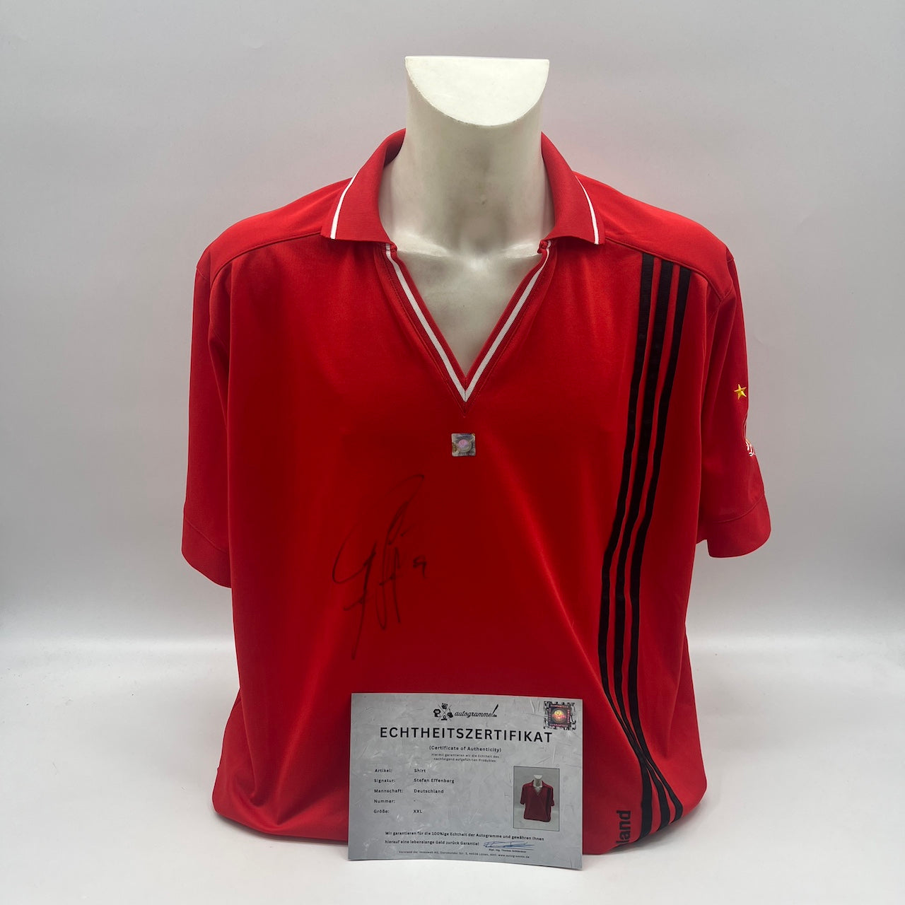 DFB Shirt Stefan Effenberg signiert Adidas COA Deutschland Autogramm XXL