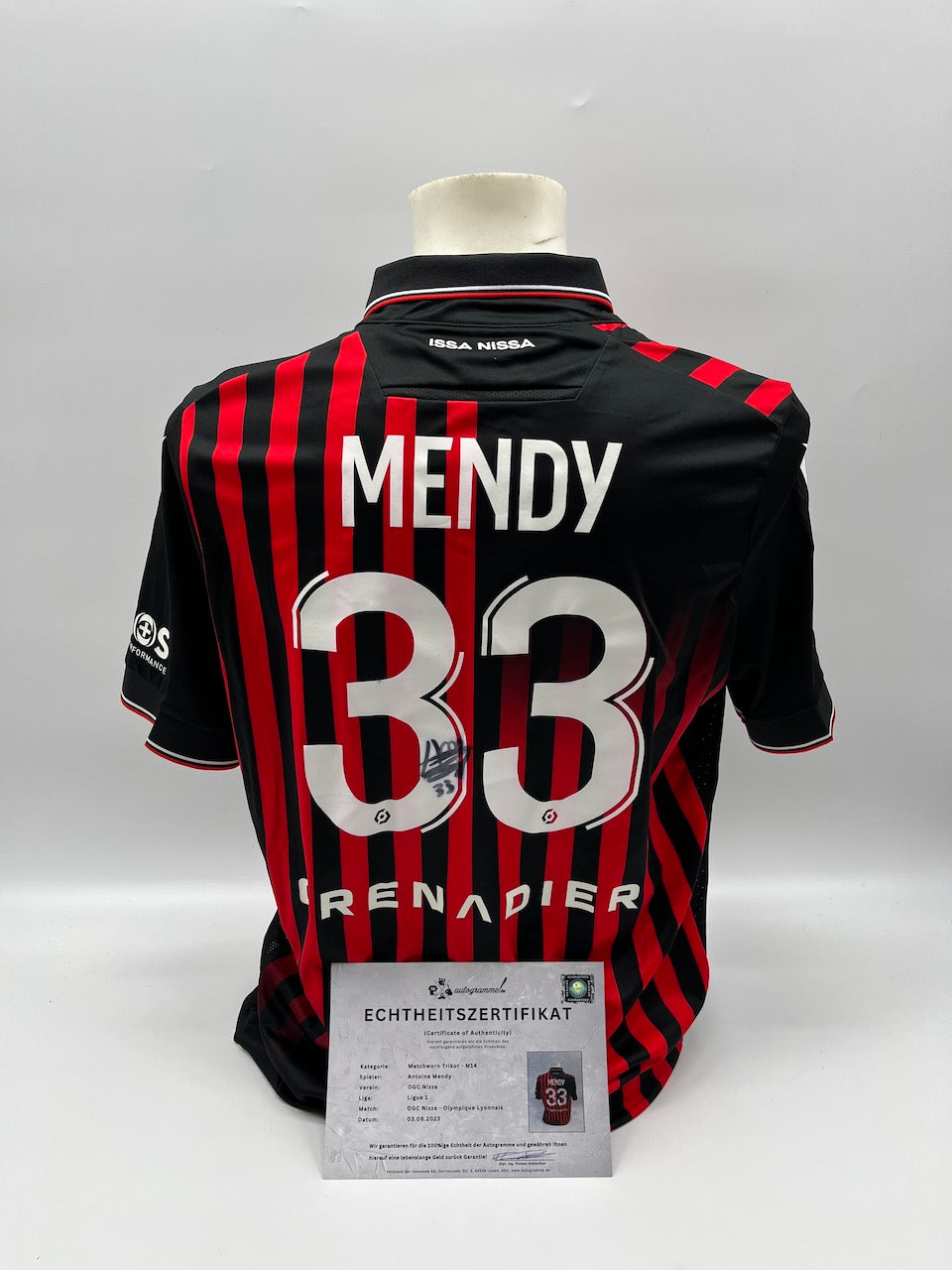 Matchworn Nizza Trikot getragen & signiert von Antoine Mendy 03.06.2023