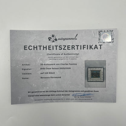 Charles Fazzino 3-D "Borussia Dortmund" Kunstwerk Teamsigniert BVB im Rahmen