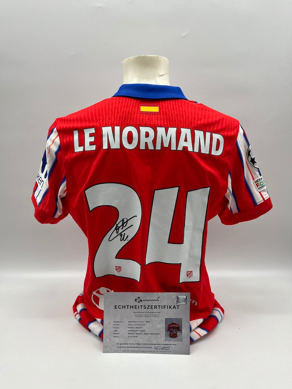 Matchworn AtleticoTrikot getragen & signiert von Robin Le Normand 21.01.2025