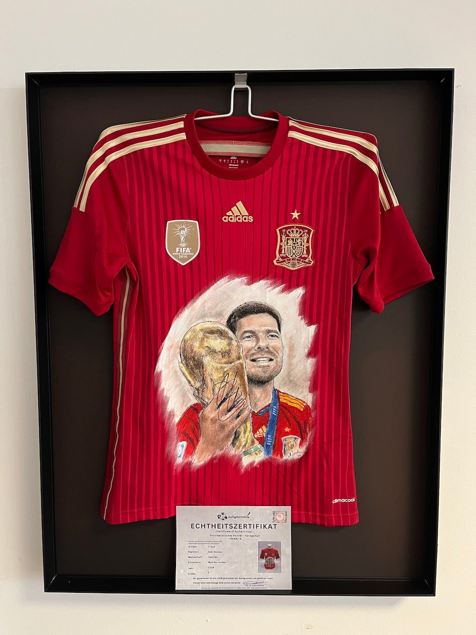 Spanien Trikot Portrait Xabi Alonso handgemalt und signiert S