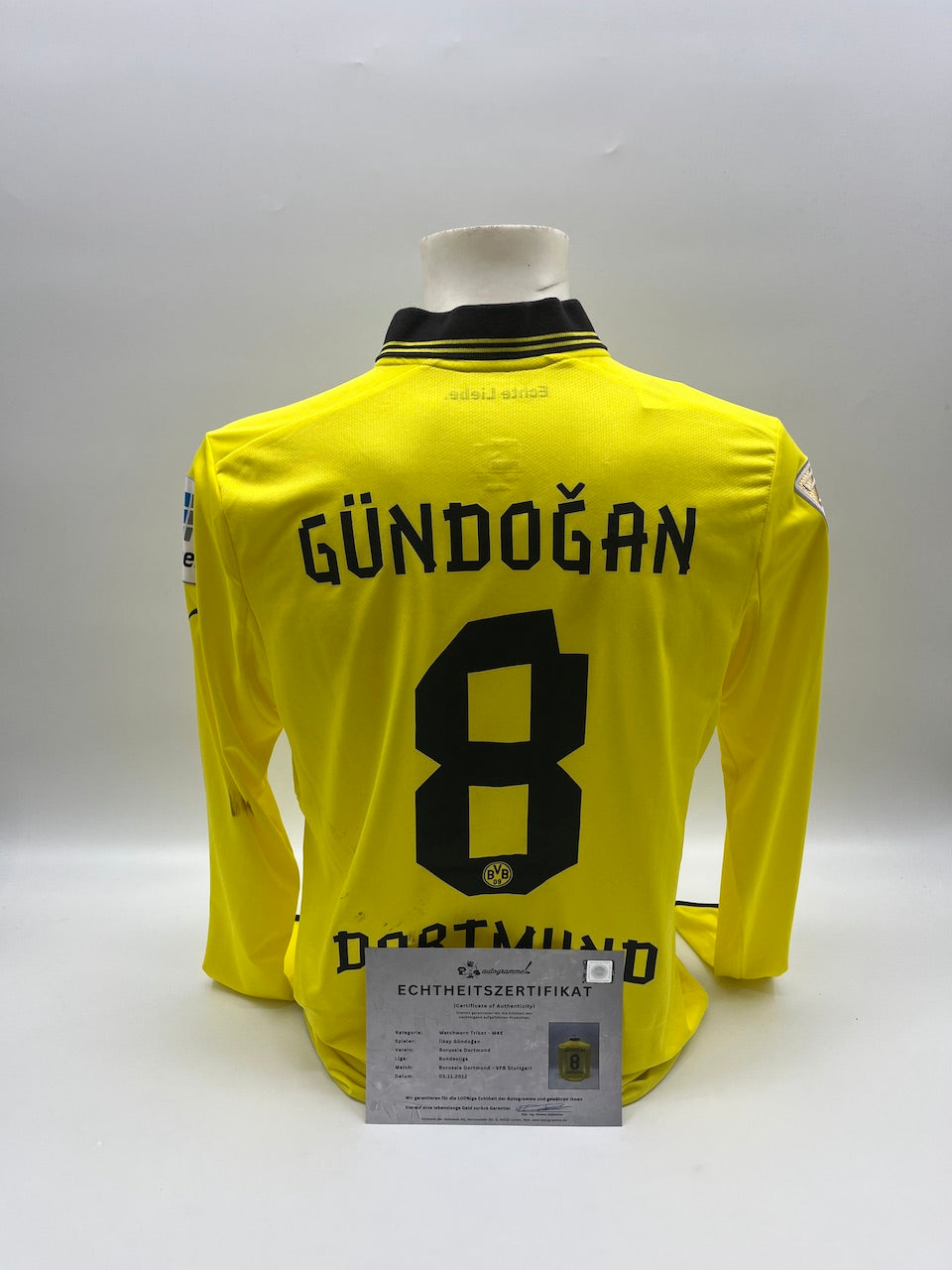 Matchworn Dortmund Trikot getragen von Ilkay Gündogan 03.11.2012 BVB-VFB