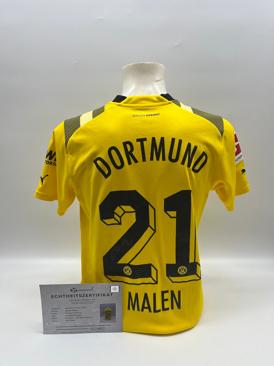 Matchworn Dortmund Trikot getragen & signiert von Donyell Malen 24.11.2022