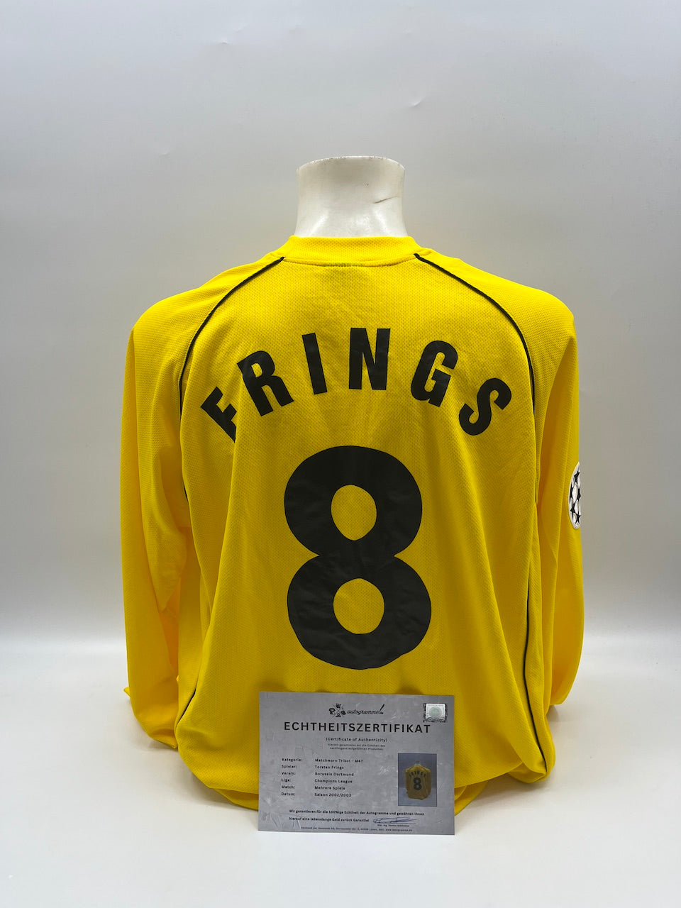 Matchworn Dortmund Trikot getragen von Torsten Frings 2002/2003 UEFA CL