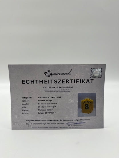 Matchworn Dortmund jersey worn by Torsten Frings 2002/2003 UEFA CL
