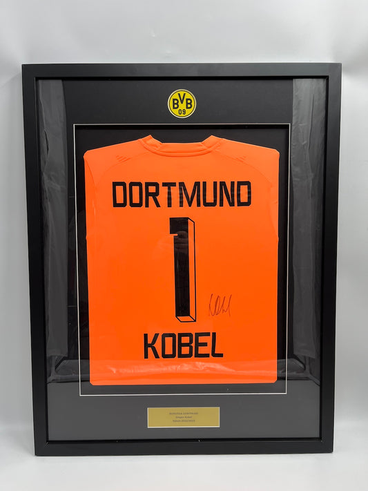 Borussia Dortmund Sondertrikot Gregor Kobel signiert im Rahmen Puma BVB 2