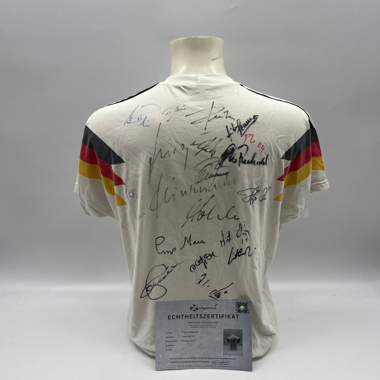 Deutschland T-Shirt WM 1990 Teamsigniert Autogramm DFB Weltmeister Adidas S